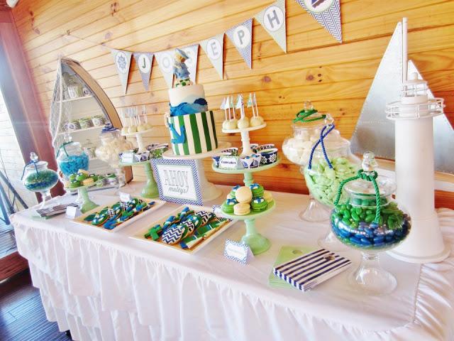 Chevron Blue and Green Nautical Themed Party by Cakes by Joanne Charmand