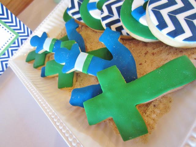 Chevron Blue and Green Nautical Themed Party by Cakes by Joanne Charmand