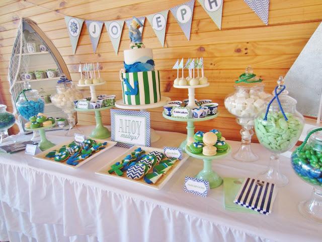 Chevron Blue and Green Nautical Themed Party by Cakes by Joanne Charmand