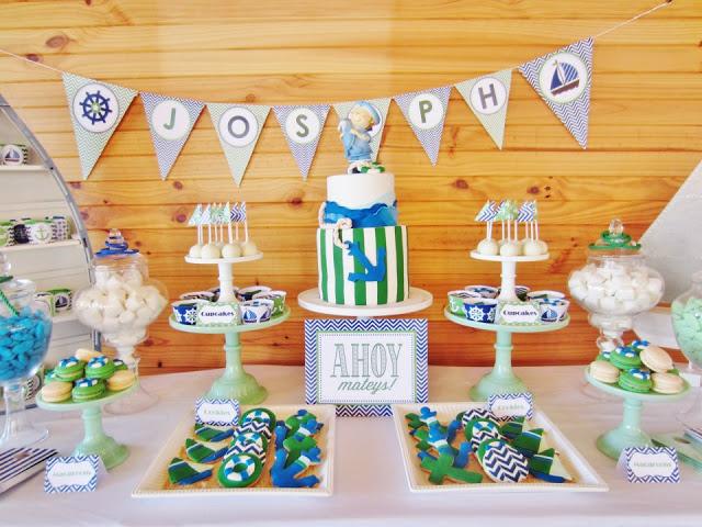 Chevron Blue and Green Nautical Themed Party by Cakes by Joanne Charmand