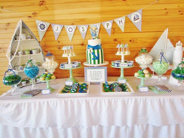 Chevron Blue and Green Nautical Themed Party by Cakes by Joanne Charmand