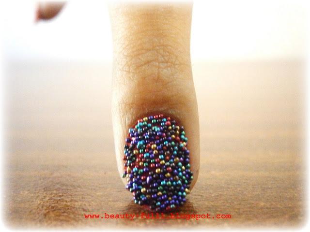 Steel Ball Caviar Manicure-Step by Step Tutorial With Pictures