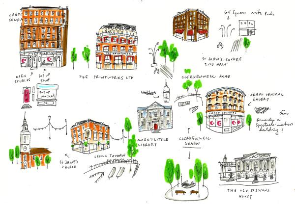 clerkenwell ink sketches mercedes leon illustration