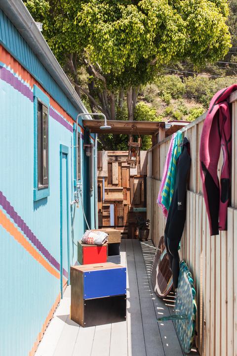 malibu trailer small home exterior outdoor shower