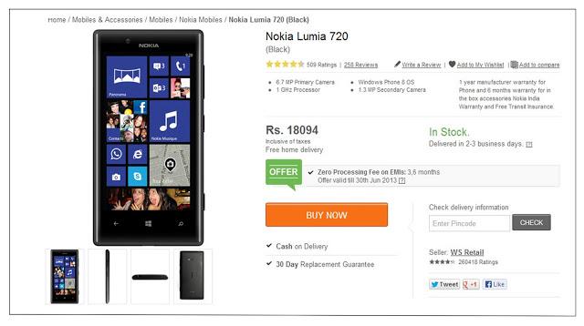 Nokia Lumia 720 available for $300 in India, photos and detailed specification
