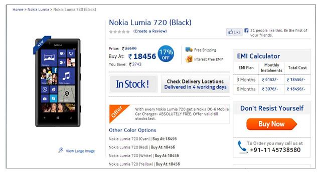 Nokia Lumia 720 available for $300 in India, photos and detailed specification