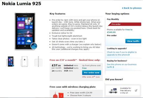 Pre-order your Nokia Lumia 925 with O2