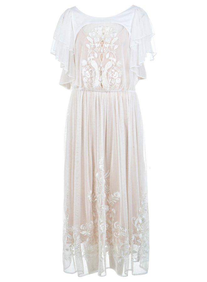 DESIGNED BY EMBROIDERED FRILL MAXI DRESS