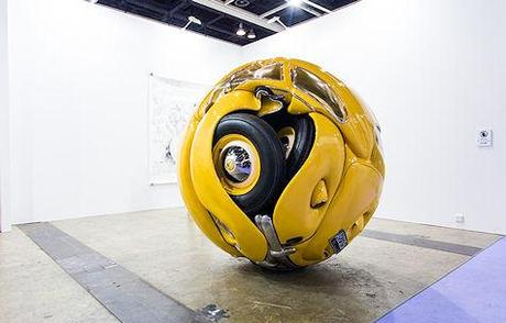 Real VW Beetles Transformed Into A Sphere And Cube