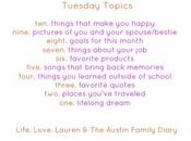 Tuesday Topics. Eight.