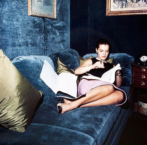Romy Schneider wearing Chanel at Rue Cambon, Coco Chanel’s apartment in Paris, 1960