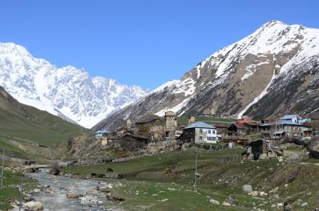 A view of Ushguli from the bridge