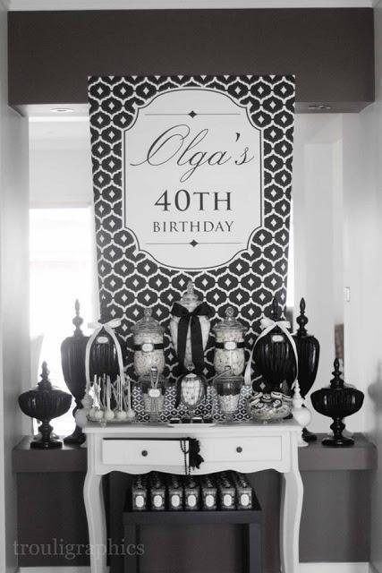 Black and White Themed 40th Birthday by Trouli Graphics