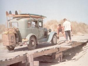 vintage surfing and car