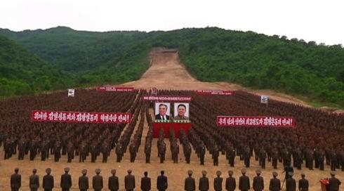 Meeting of KPA personnel at Masik Pass ski park in Kangwo'n Province on 5 June 2013 in support of an economic construction speed campaign proposed by leader Kim Jong Un (Photo: KCNA screengrab)