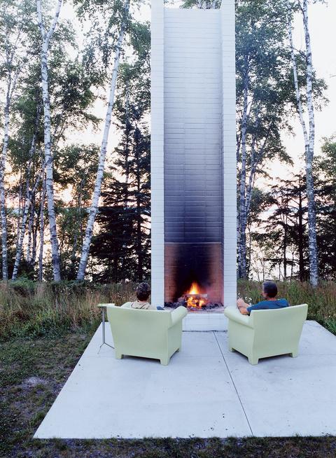 Outdoor fireplace.