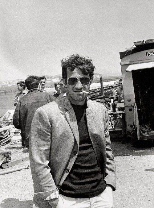 Jean-Paul Belmondo on the set of Pierrot le Fou, 1965 — Tony Grylla