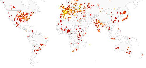 Meteor Map: 500 Years Of Witnessed Meteors