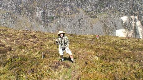jean takes timeout climbing up to prezen rock - wicklow mountains national park - ireland