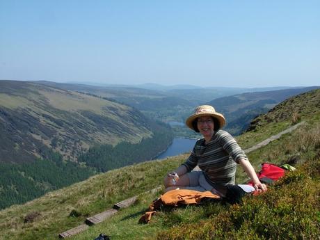 jean takes a break along the Spinc hiking trail - wicklow mountains national park - ireland