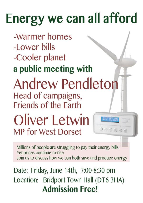 Energy we can all afford – Public meeting in Bridport 14th June 2013
