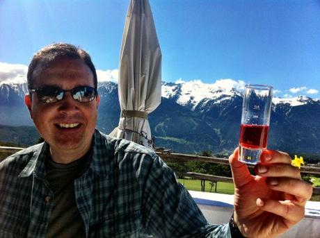 Enjoying Zirbenschanps at the Stöttlam near the  Alpenresort Schwarz in Tyrol