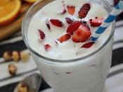 Hazelnut Vanilla Milkshake with Orange Strawberries