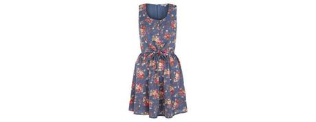 Blue Pattern (Blue) Blue and Red Floral Tie Front Dress  | 283323849 | New Look