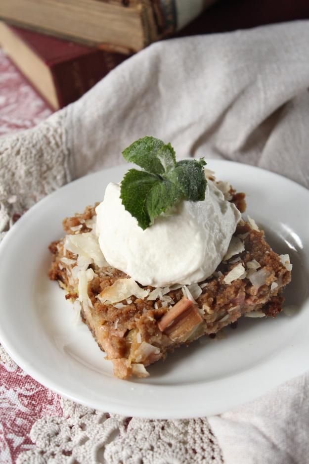 Rhubarb Crisp and Whipped Cream