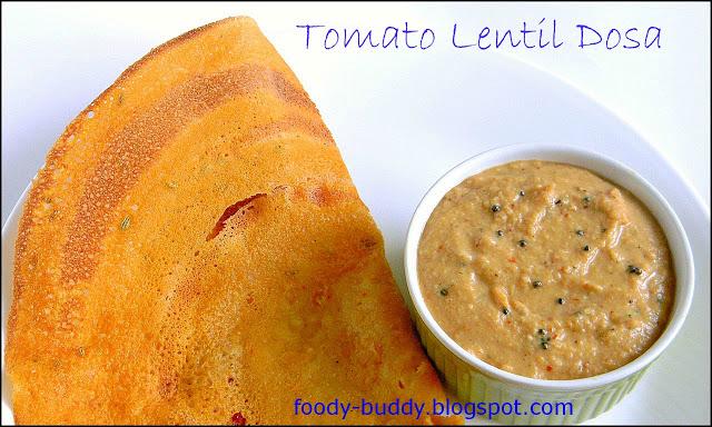 Thakkali Paruppu Dosai / Tomato lentil dosa