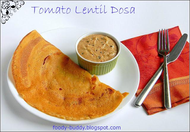 Thakkali Paruppu Dosai / Tomato lentil dosa