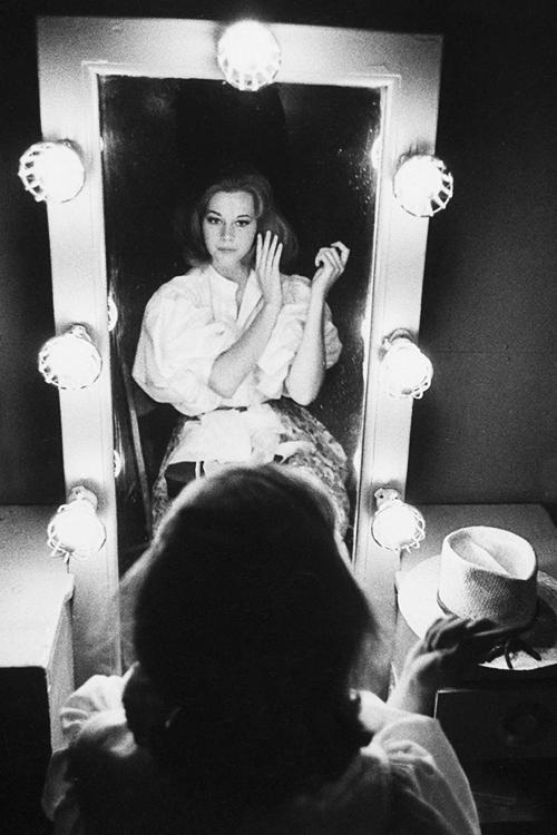 Jane Fonda in her dressing room, photographed by Allan Grant, 1959.