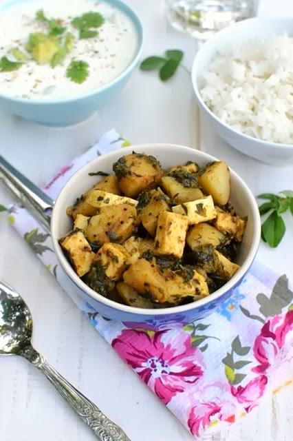 Potato Paneer Methi Curry (Alu Paneer Methi Curry)