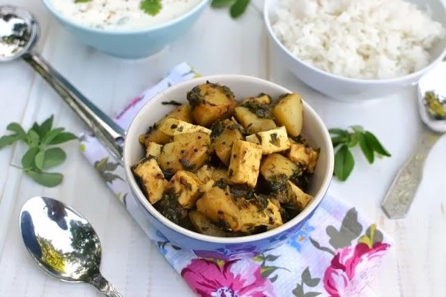 Potato Paneer Methi Curry (Alu Paneer Methi Curry)