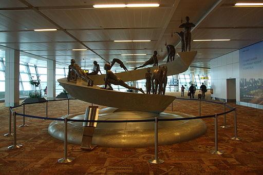 Surya Namaskar sculpture at IGIA T3