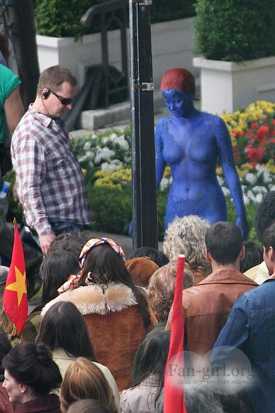 Check Out Jennifer Lawrence Looking Super Hot in Mystique Body Suit