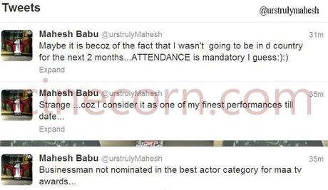 mahesh babu tweets on cinemaa awards Superstar Hacks His Twitter Account 