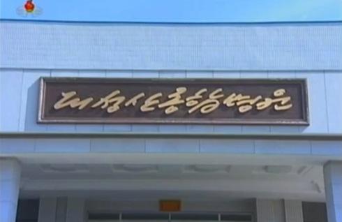 Detailed view of a an autograph tablet over the entrance to Taeso'ngsan General Hospital (Photo: KCTV screengrab).