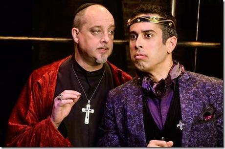 Sean Sinitski and Miguel Nunez in Three Musketeers at Lifeline Theatre Chicago.