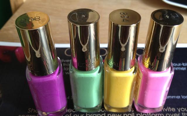 L'Oreal colour riche go neon nail polish.