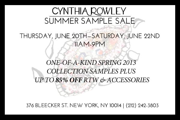 Shopping NYC | Cynthia Rowley Summer 2013 Sample Sale