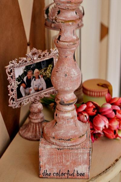 a candleholder and frame revamped with Annie Sloan Chalk Painr