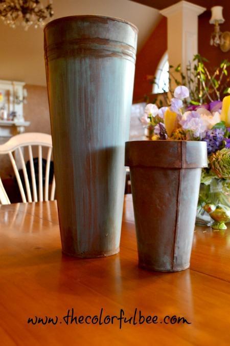 verdigris and faux rust change the look of a vase