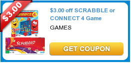 $3.00 off SCRABBLE or CONNECT 4 Game