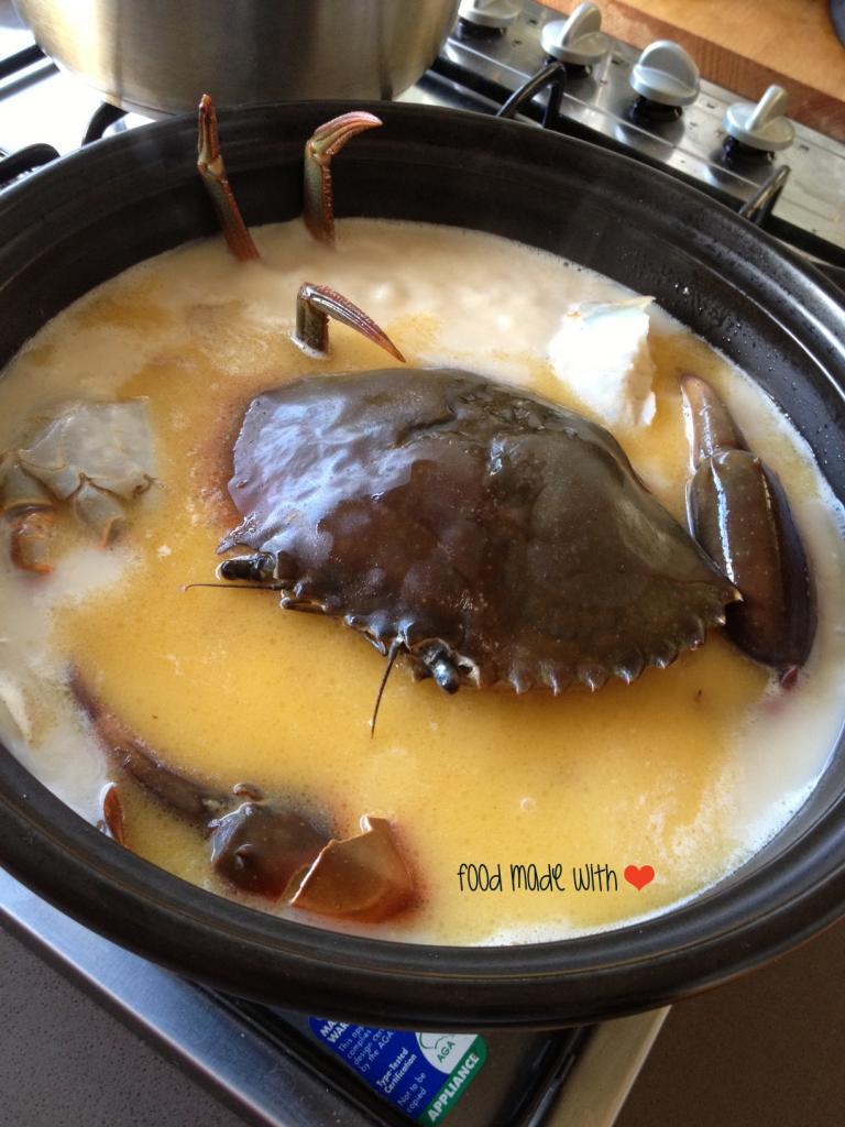 Add the crab and evaporated milk