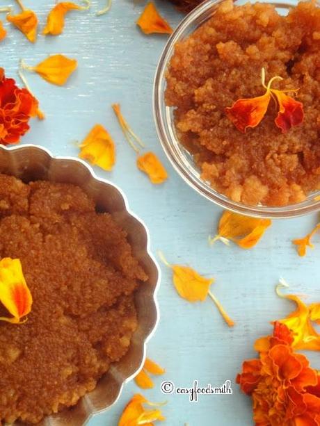 MAIDA SUJI KA HALWA (CARAMEL FLOUR & SEMOLINA INDIAN PUDDING)