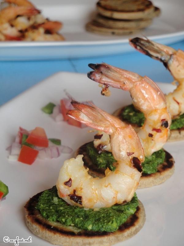 First Blog-anniversary & My first Guest Post - CHILLI GARLIC GRILLED PRAWNS S/W BHAKRI