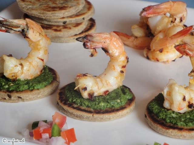 First Blog-anniversary & My first Guest Post - CHILLI GARLIC GRILLED PRAWNS S/W BHAKRI