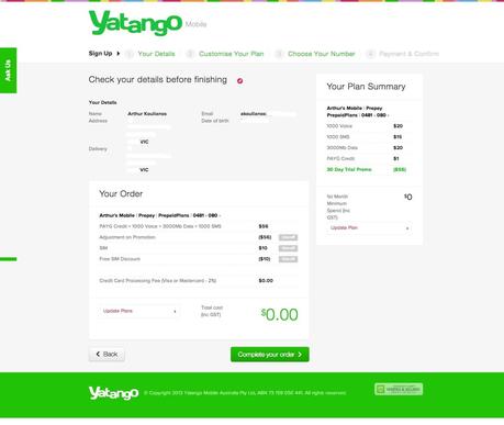 yatango mobile signup screen