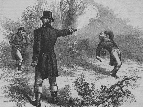 Etching of the famous Burr-Hamilton duel.